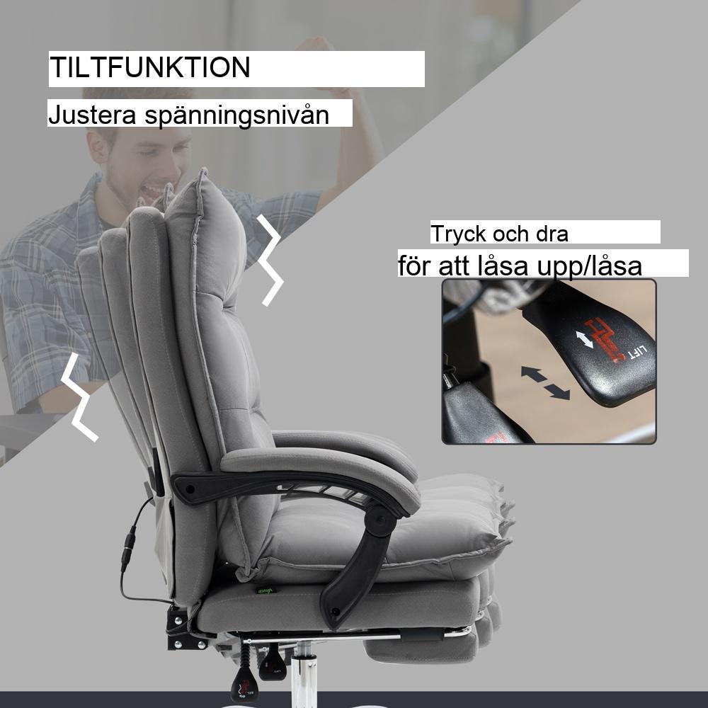 Ergonomisk massagekontorsstol med värme och justerbar höjd