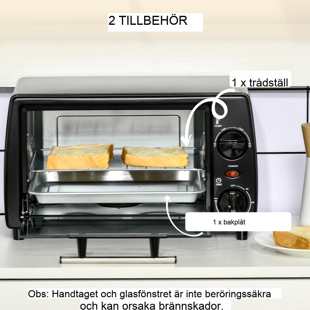 Miniugn 10L Elbakning med timer, 230°C Kapacitet