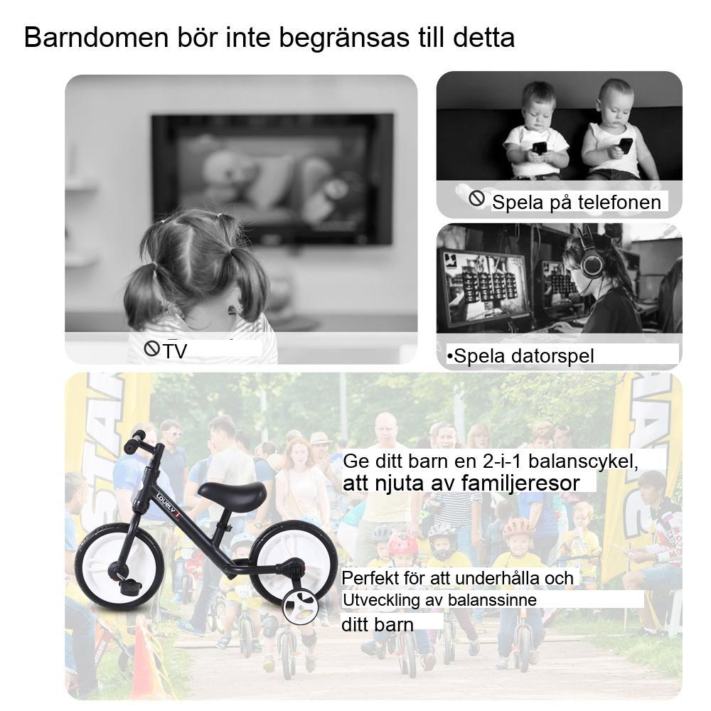 Justerbar balanscykel och pedaltrehjuling för barn i åldrarna 2-5