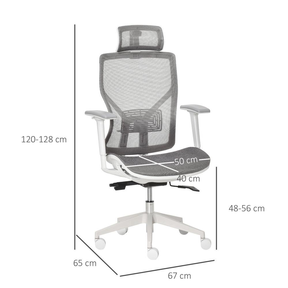 Ergonomisk kontorsstol med justerbart nackstöd och armstöd – Grå