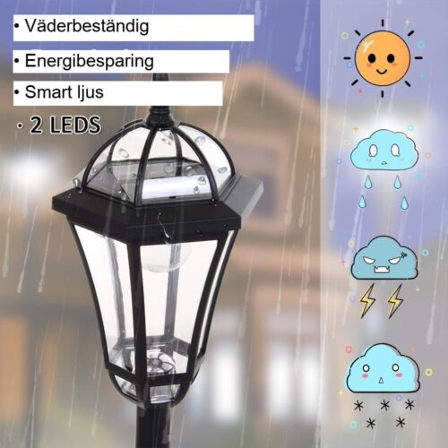 2-delad Solar Street Light Set – LED, vattentät, energibesparande, utomhus trädgårdsbelysning