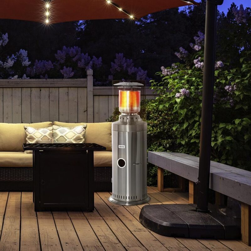 Radiant Patio Heater 10KW Rullbar Silver Rostfritt Stål Trädgårdsterrass