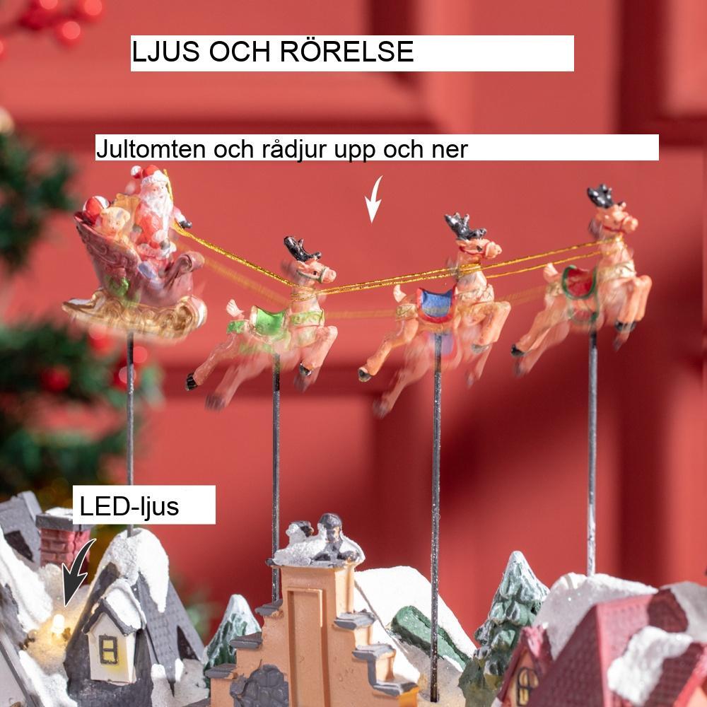 Animerad LED-julby med tomte- och renset