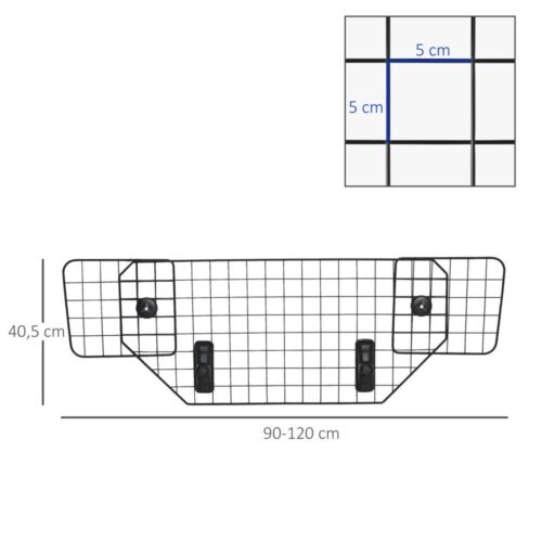 Universellt justerbart bagagerumsskydd för hundsäkerhet – metallvägg 90-120×40,5 cm