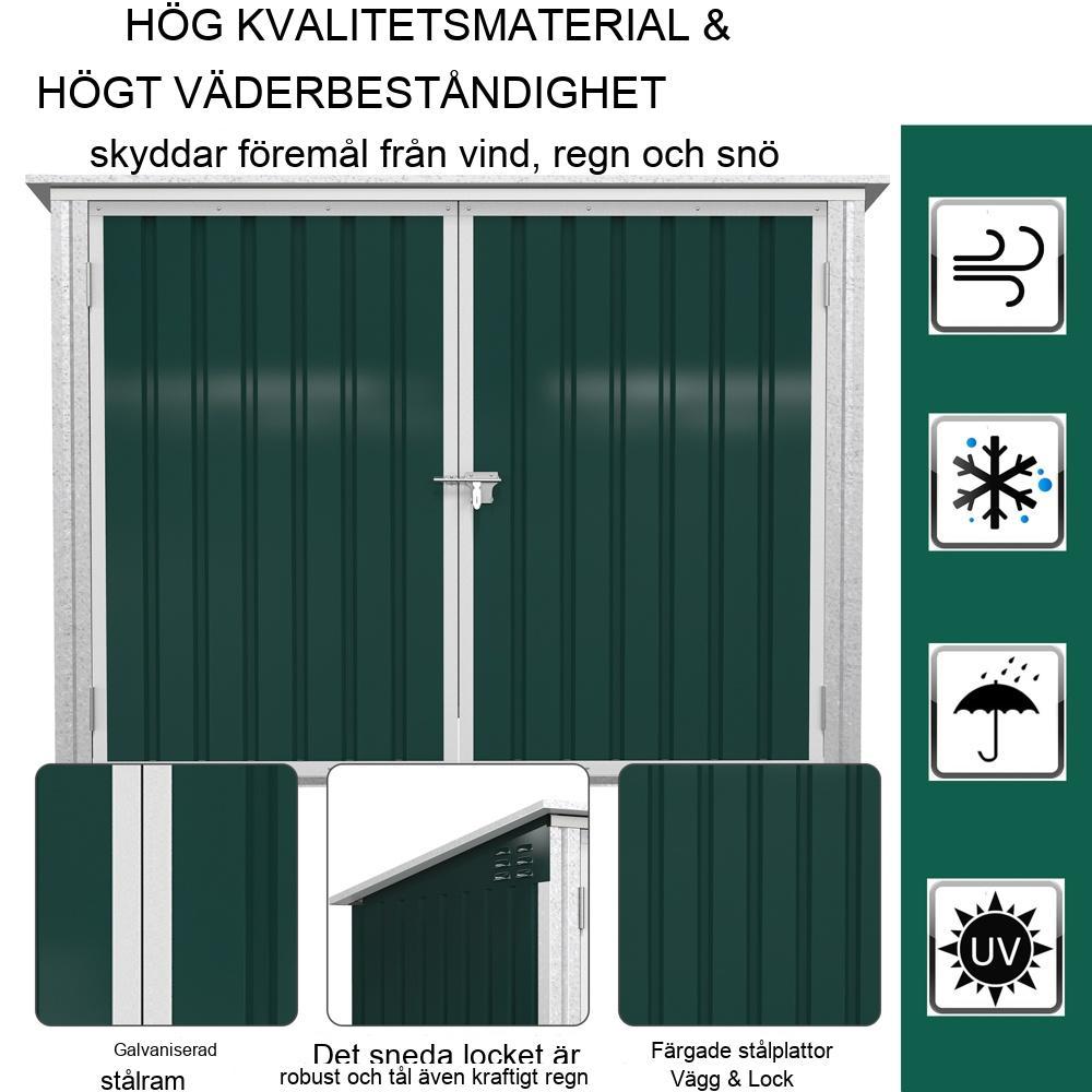 Låsbar soptunna i stål, grön, kapacitet på 2 ton, trädgård och terrass