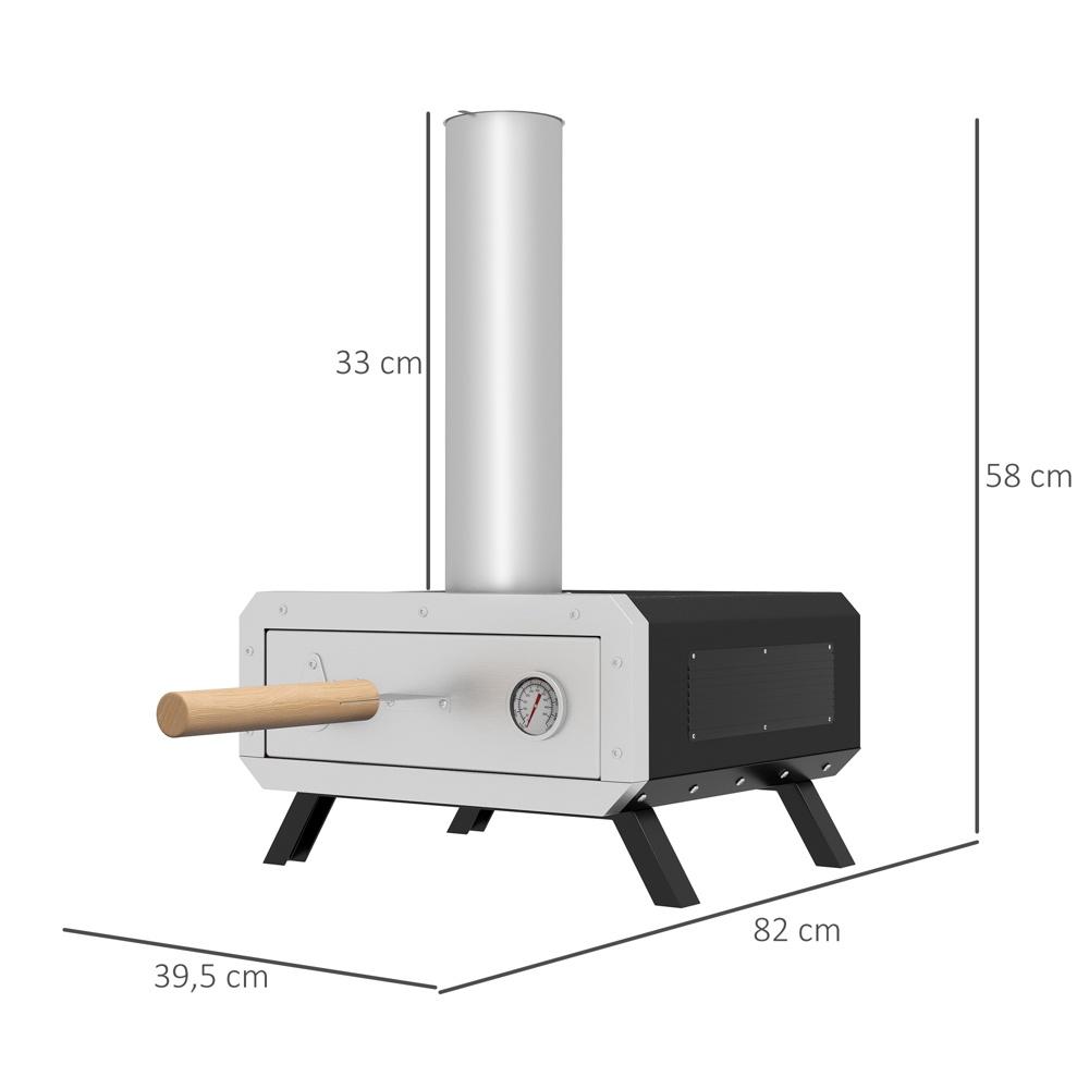 2-i-1 utomhuspizzaugn med sten, spade och skal för grillning