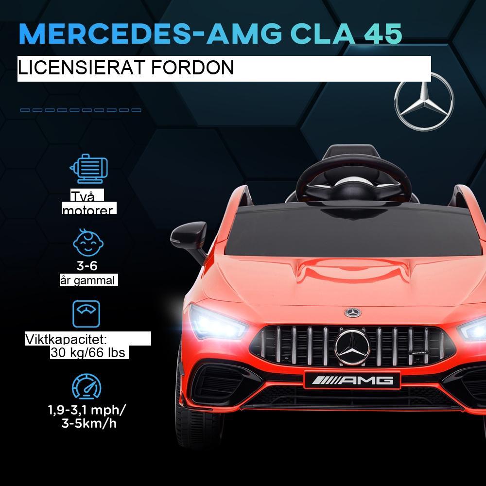 Licensierad Mercedes-AMG CLA 45 barnelbil med fjärrkontroll, musik och belysning