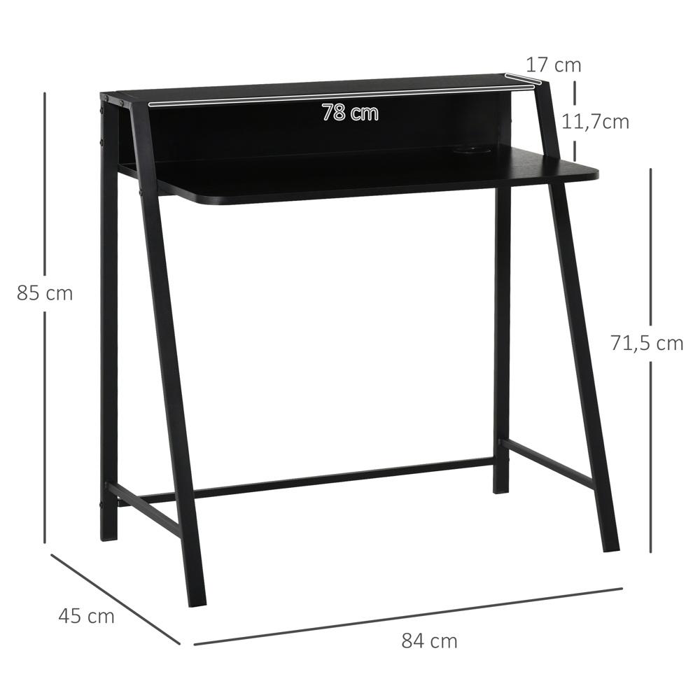 Datorbord i svart metall med förvaring och kabelhantering – 84x45cm