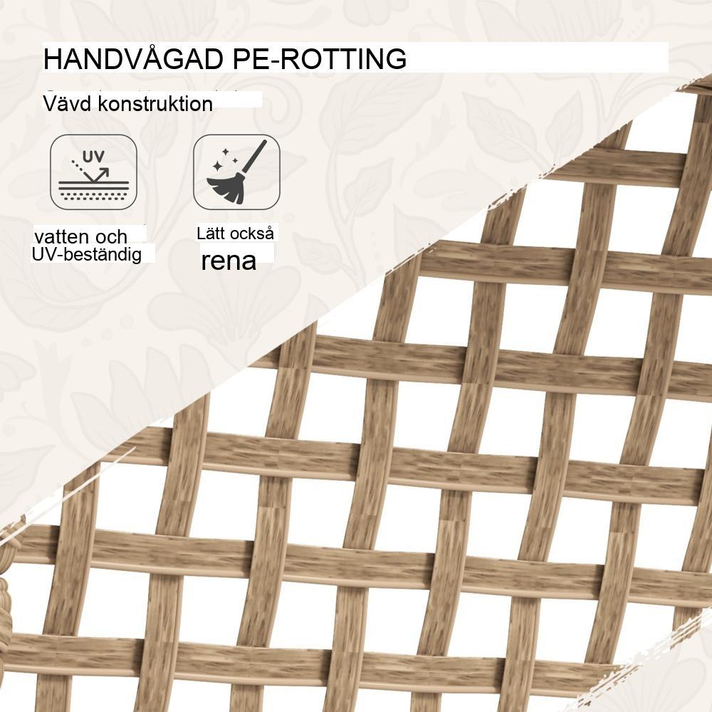 Sittgrupp i rotting för 4 – Matsalsset med uteplats med kuddar