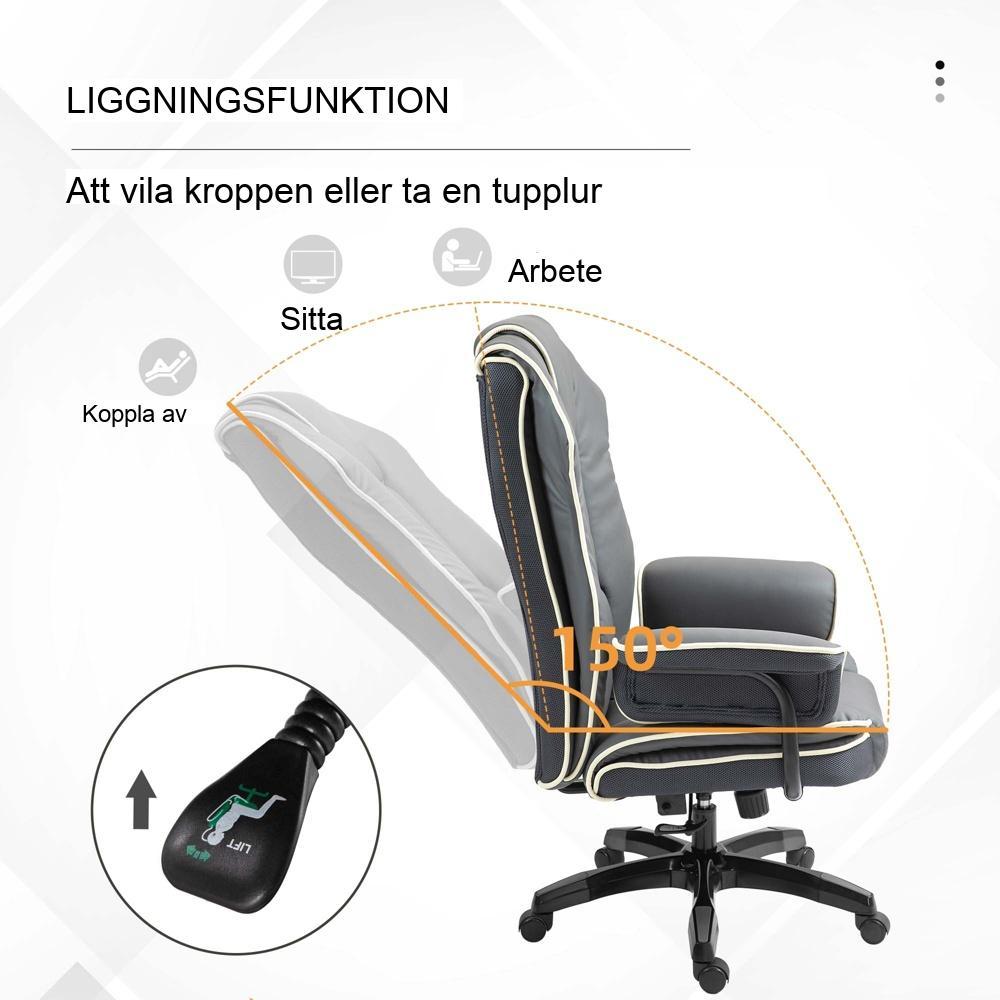 Ergonomisk liggande kontorsstol, justerbar höjd, modern och bekväm