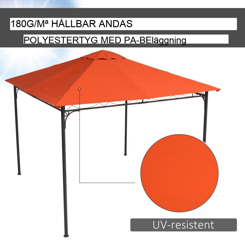 Orange Gazebo Takbyte – UV-solskydd, andningsbart och vattentåligt 2,98×2,95m