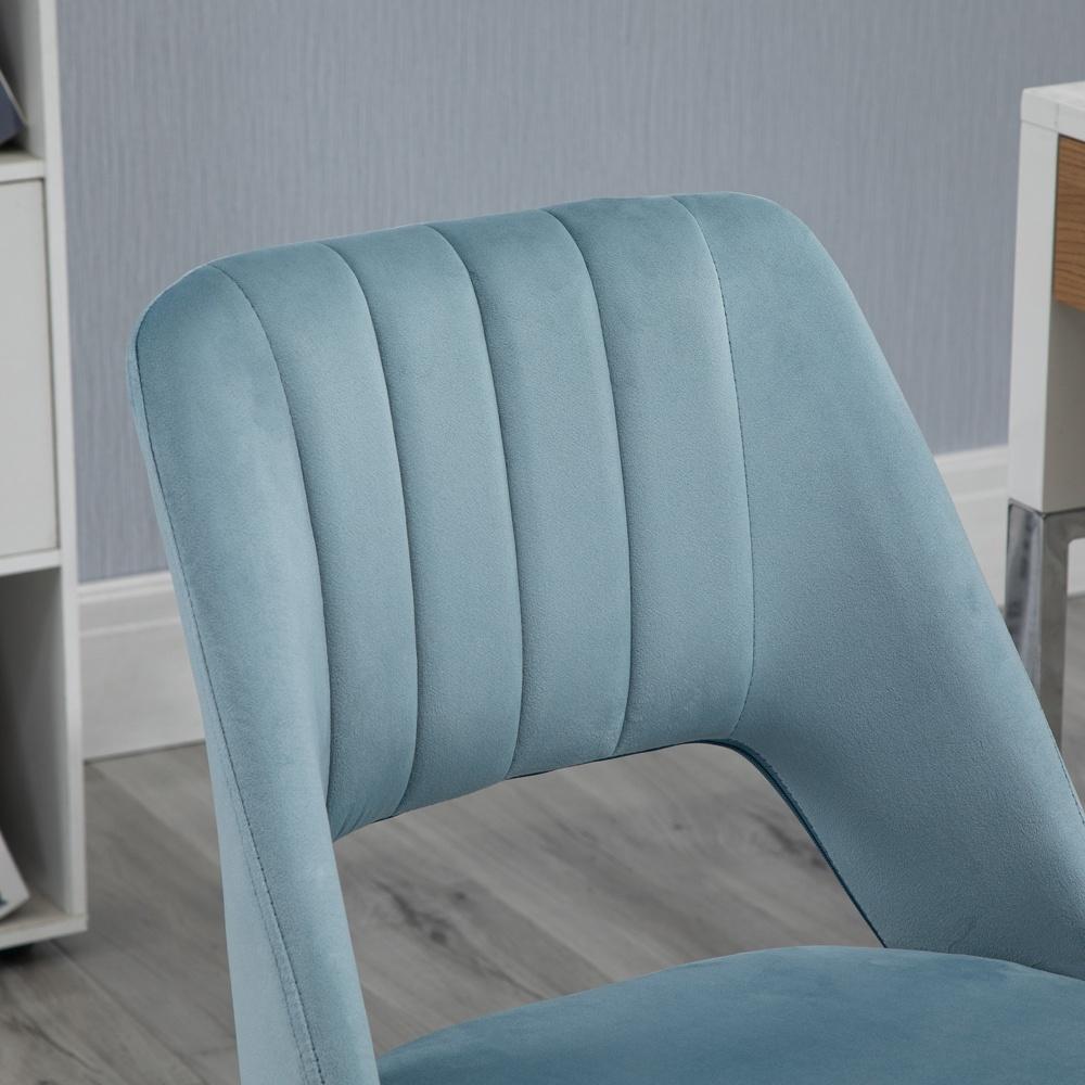 Blue Ergonomic Velvet Swivel Chair, justerbar höjd för kontor och vardagsrum