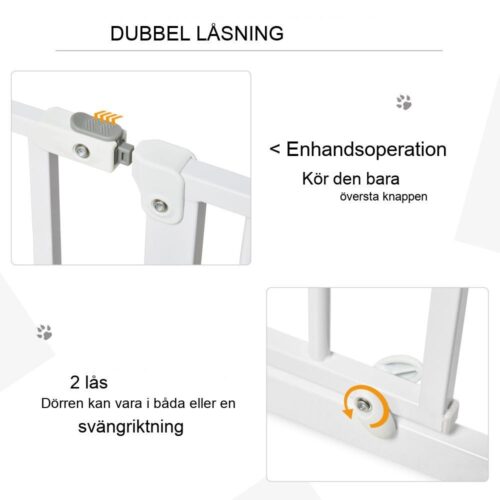 Justerbar skyddsgrind för husdjur, dubbellåsning, ingen borrning behövs, svart (75-115 cm)