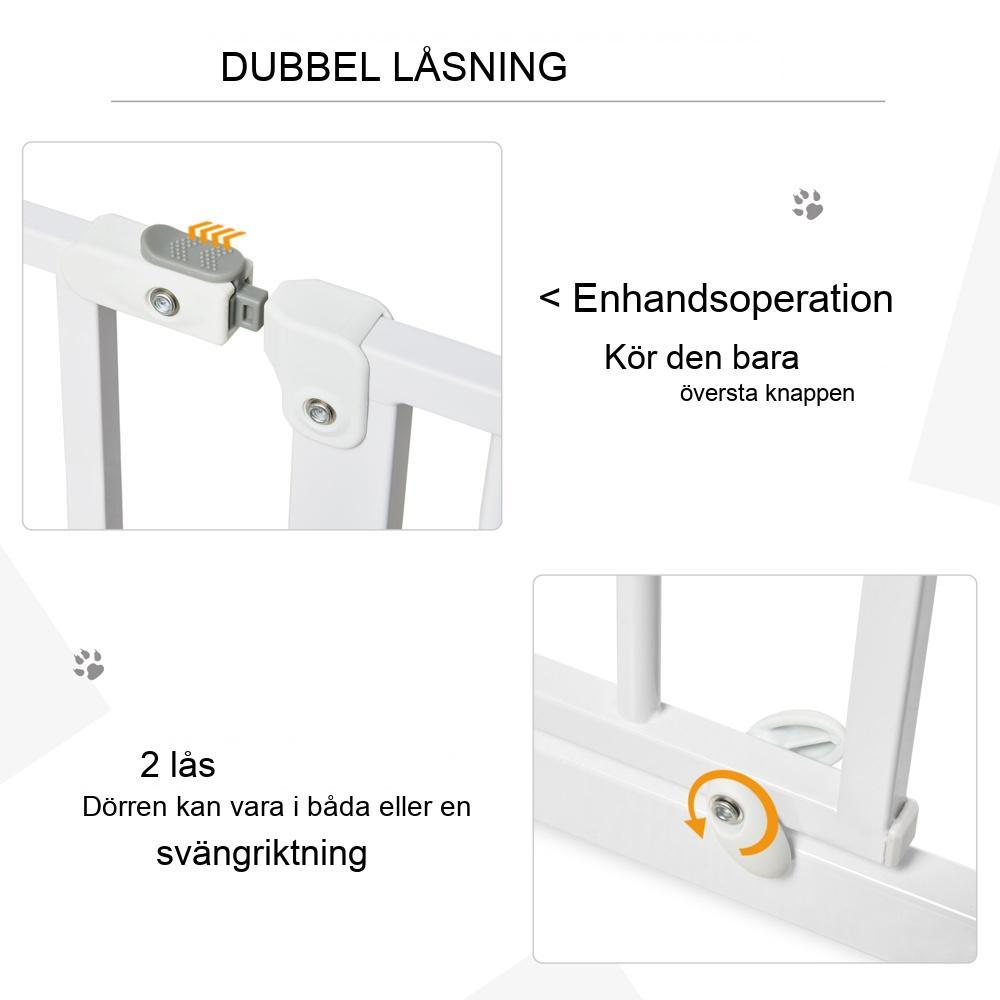 Justerbar skyddsgrind för husdjur, dubbellåsning, ingen borrning behövs, svart (75-115 cm)