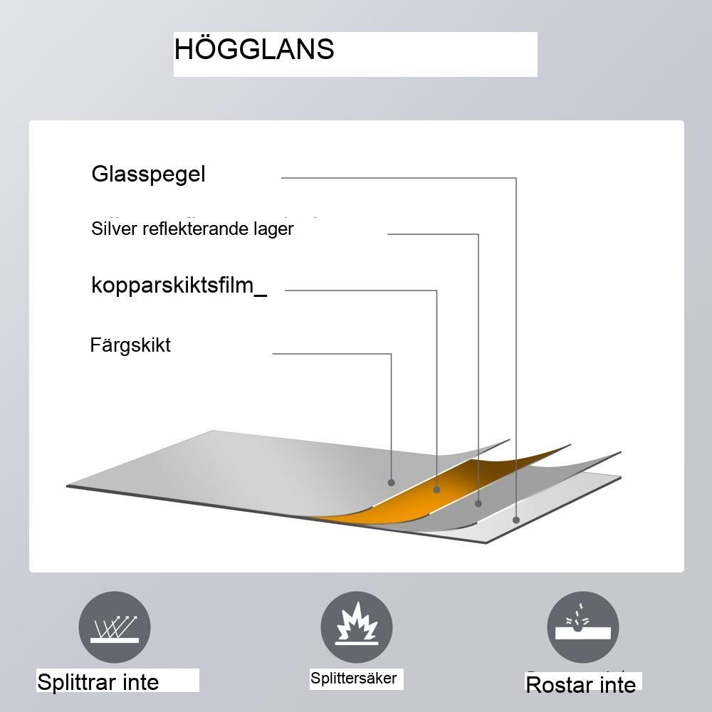 Hellängd väggspegel med naturlig träram – 125x45cm