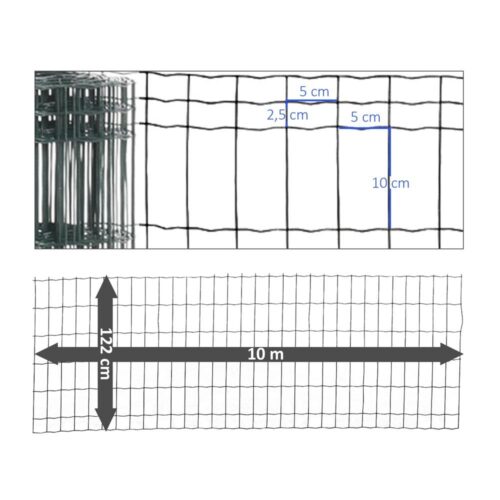 Mörkgrönt stål Hund och fjäderfä staket Trådnät – 10×1,22m