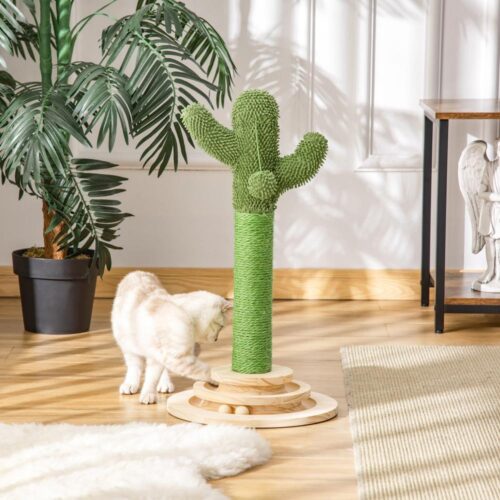 Cactus Cat Scratching Post – Sisalrep och träleksak, 60cm