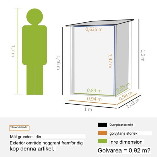 Verktygsskjul i stål, Låsbart Trädgårdsförvaringsskåp, 0,92 m² Uteplatsskjul brun