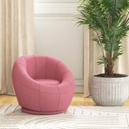 Rosa Rotating Plush Lounge Chair, Barnfåtölj – Roterande, bekväm och hållbar