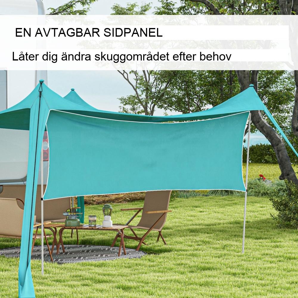 Vattentät solskyddssegel 3x3m med stavar, väska för camping och strand