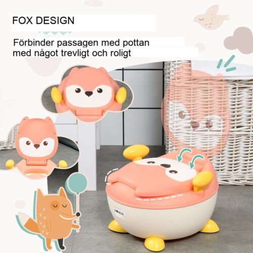 Pink Fox Design pottastol för barn, halkfri, lätt att rengöra för småbarn i åldrarna 6 månader – 3 år