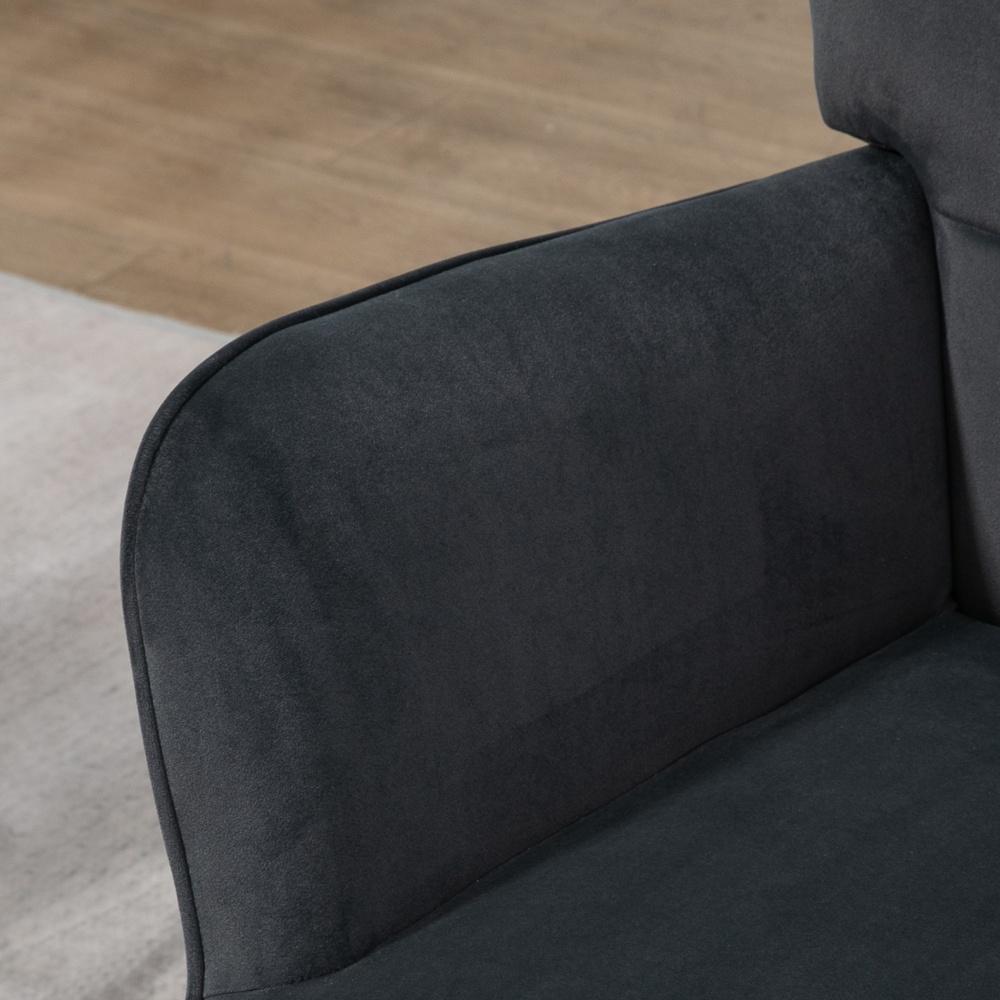 Dark Grey Velvet Wing Chair and Pall Set – Bekväm loungestol med fotstöd