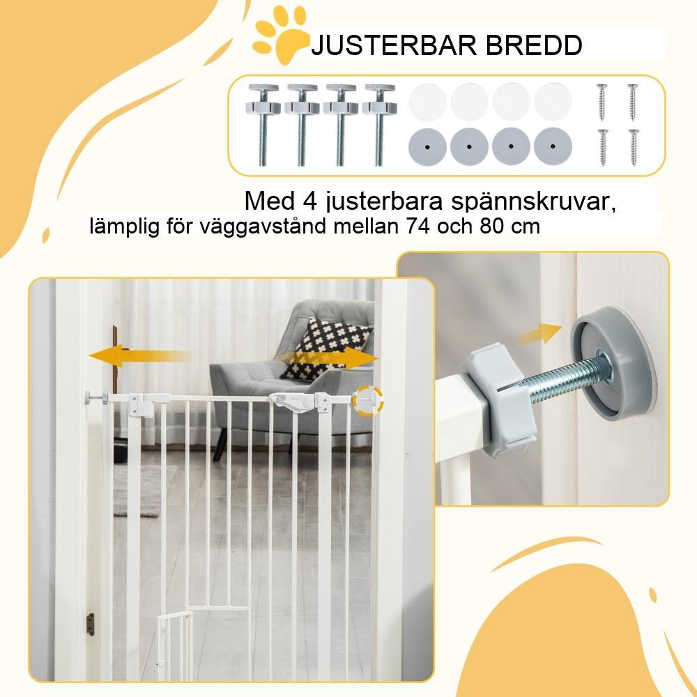 Automatisk stängning av hund- och babygrind, 74-80cm, ingen borrning, trappsäkerhet