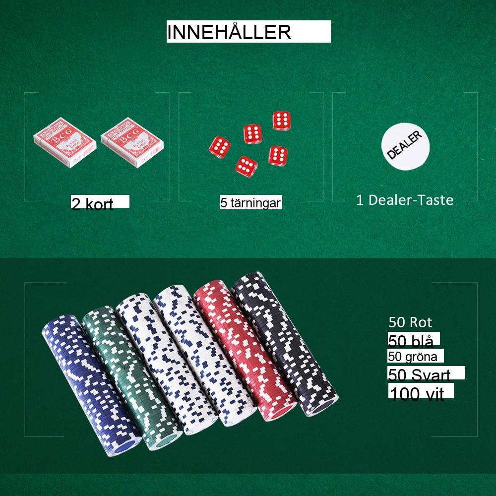 Professionellt pokerset med aluminiumfodral – 500 marker, kort och tärningar