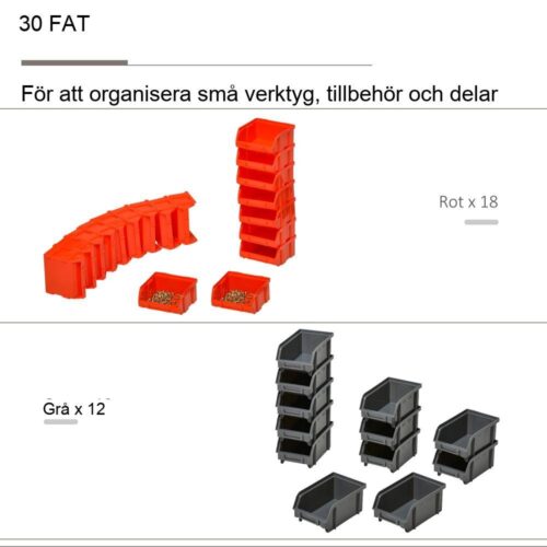 Röd Grå Svart Plast Verkstad Förvaringsorganisator med 30 lådor