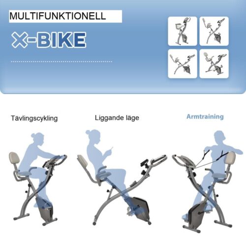 Home Trainer X-Bike 2-i-1 med LCD-skärm, magnetiskt motstånd, hopfällbar