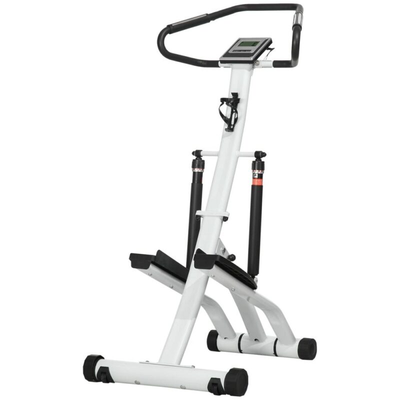 Stepper med LCD-skärm, Justerbart motstånd, Fitness Motionscykel Svart+Silver