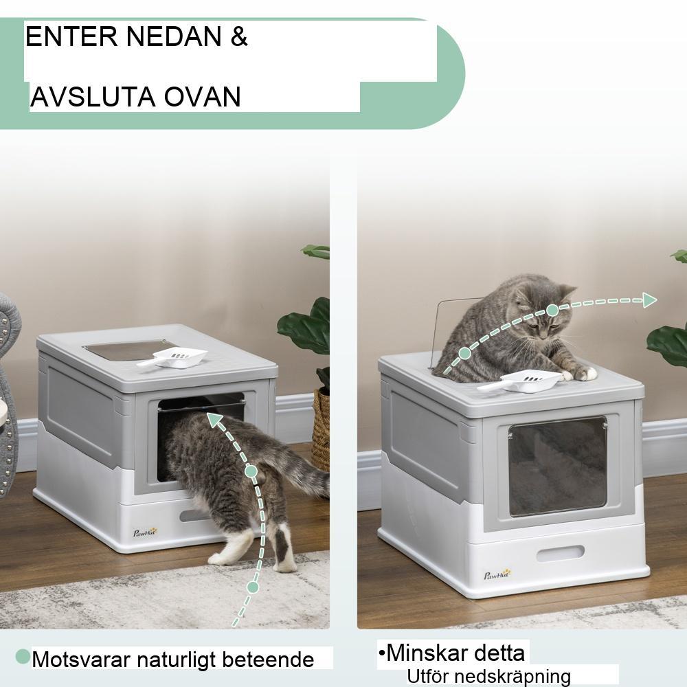 Modern sluten kattsandlåda med skopa, luktkontroll och enkel rengöring