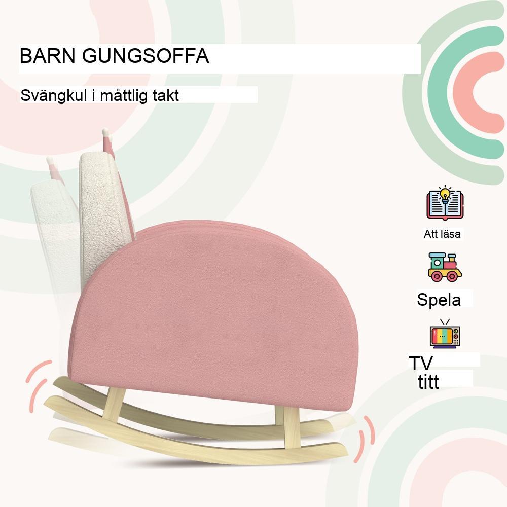 Rosa gungstol för barn med kron- och regnbågsdesign 1,5-3 år