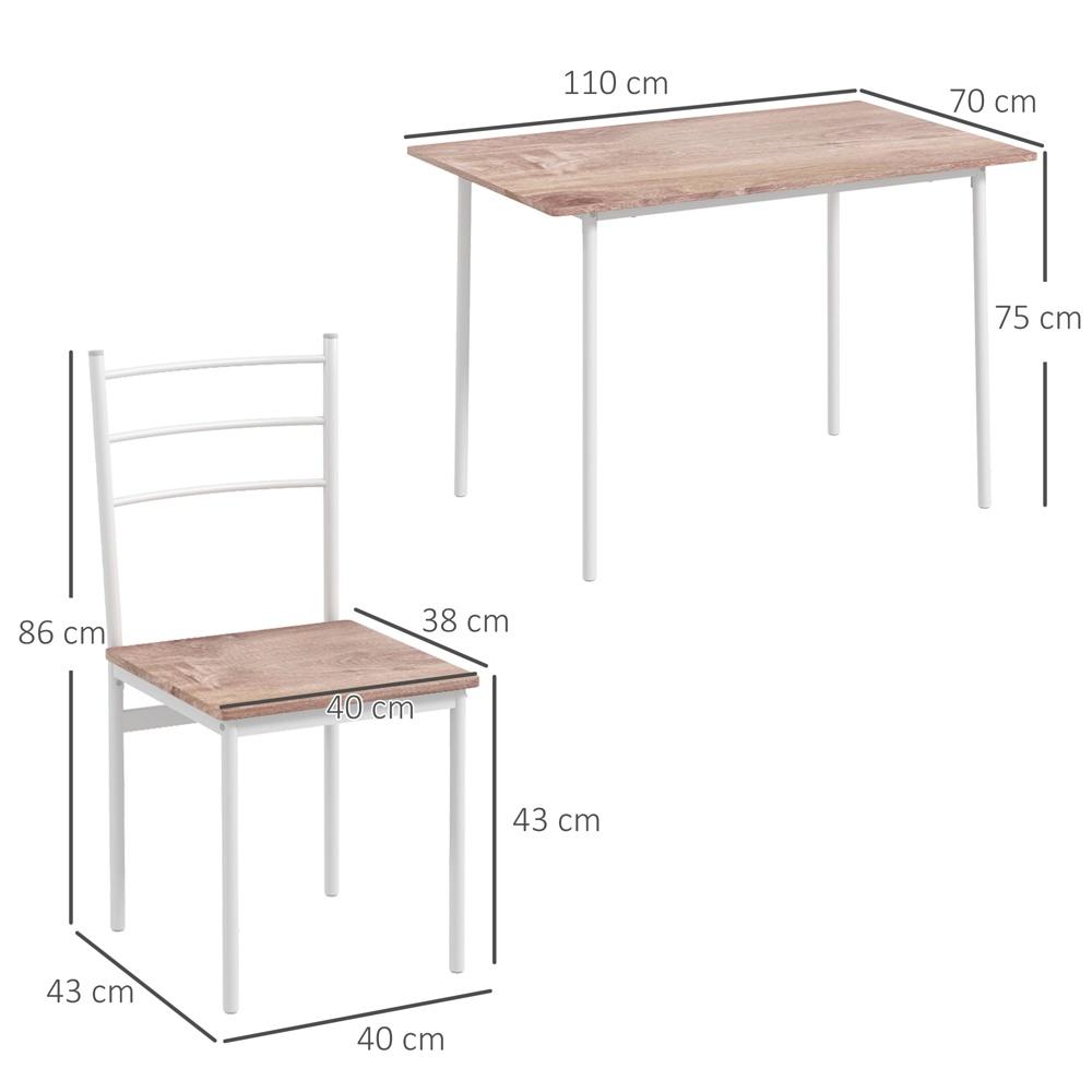 Utrymmesbesparande matsalsset i 5 delar, design av stål och trälook för små utrymmen