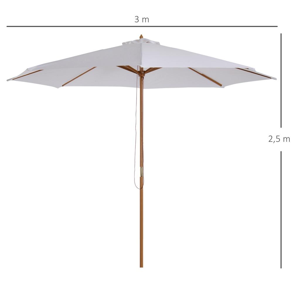 Stort 300 cm Bamboo Cream Wood Garden Parasoll med lutning och repdrag