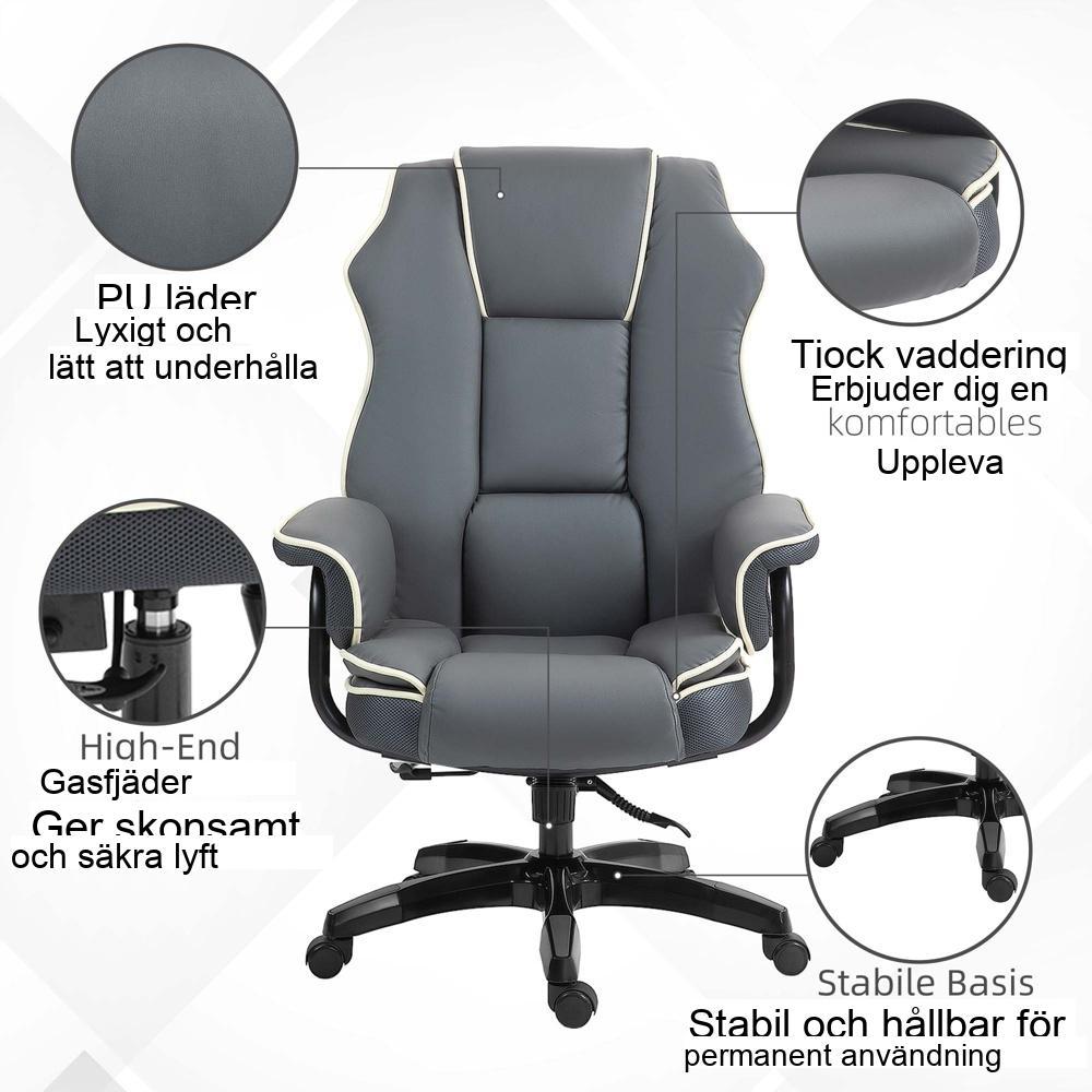 Ergonomisk liggande kontorsstol, justerbar höjd, modern och bekväm