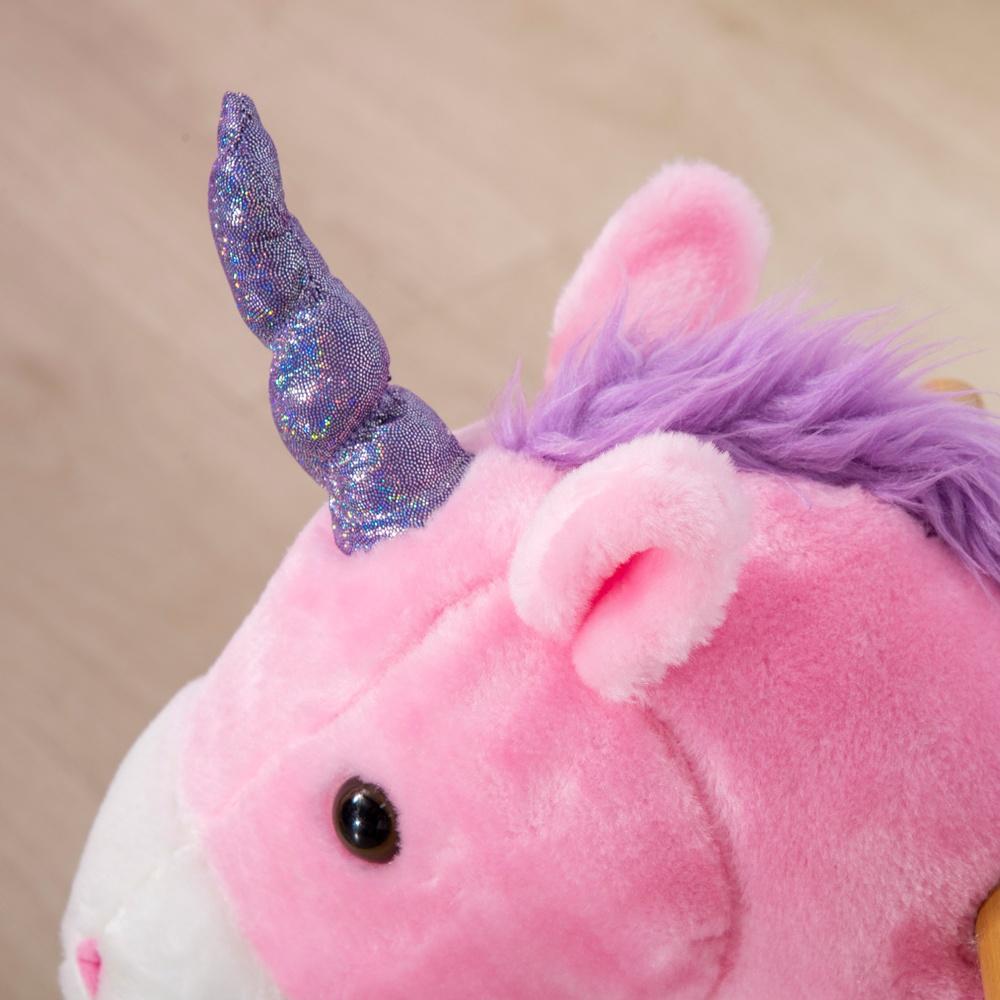 Rosa Unicorn Ridhäst, gunghäst med pedaler för barn från 3 år och uppåt