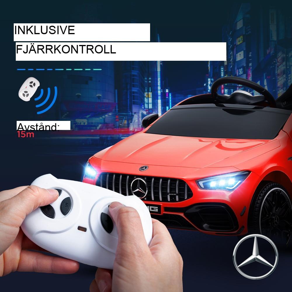 Licensierad Mercedes-AMG CLA 45 barnelbil med fjärrkontroll, musik och belysning