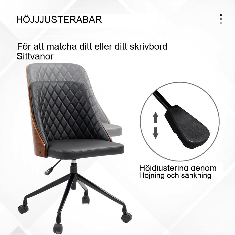 Ergonomisk vridbar kontorsstol, höjdjusterbar, svart, för hem och spel