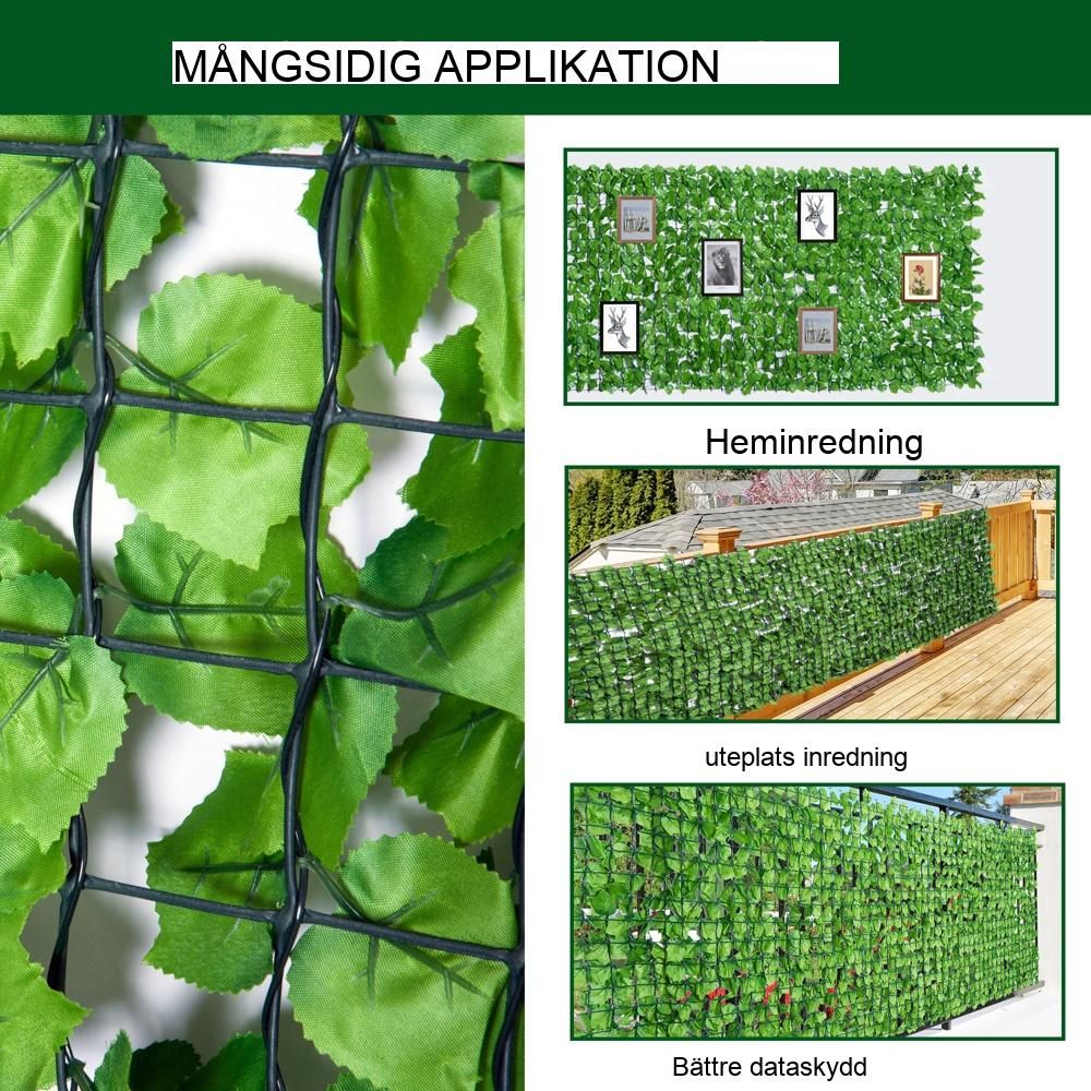 Ljusgrön konstgjord lönnhäck för integritet – 300 x 150 cm