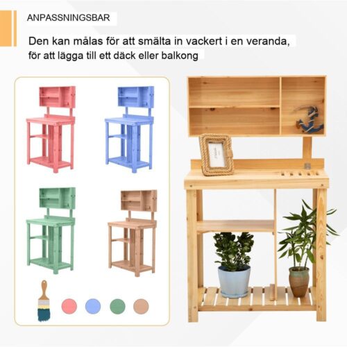 Gran Wood Plant Stand med hyllor för trädgård uteplats balkong