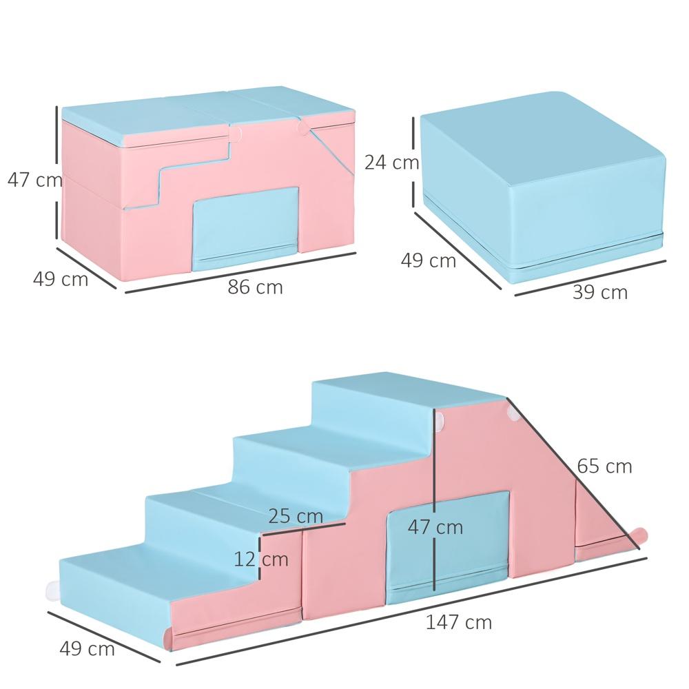 Mjuka byggklossar Lekbord och rutschkanor, rosa och blå, 1-3 år