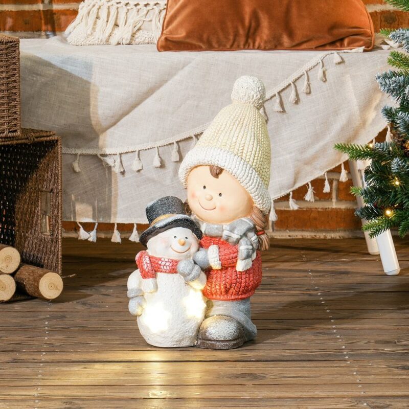 Bedårande LED Gnome Snowman Figur, 45,5 cm juldekoration för inomhus/utomhusbruk