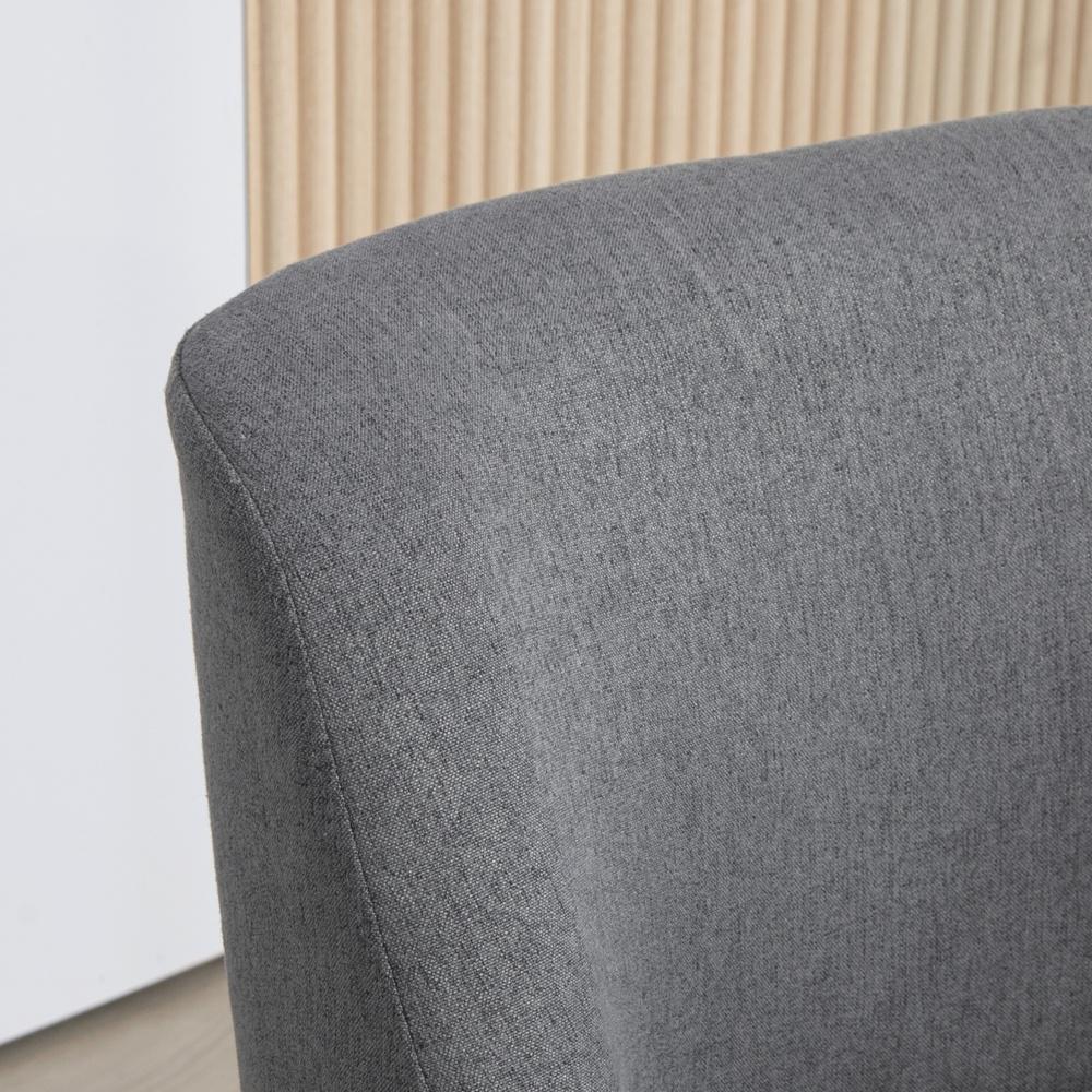 Scandinavian Linen Look Lounge Chair – Mörkgrå med armstöd