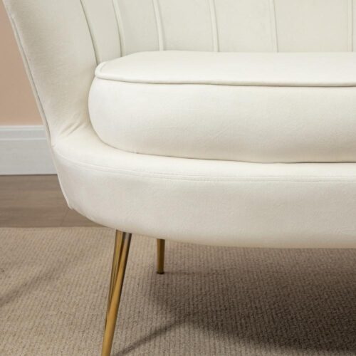 Cream Velvet 2-sits soffa – retrostil, bekväma sittplatser