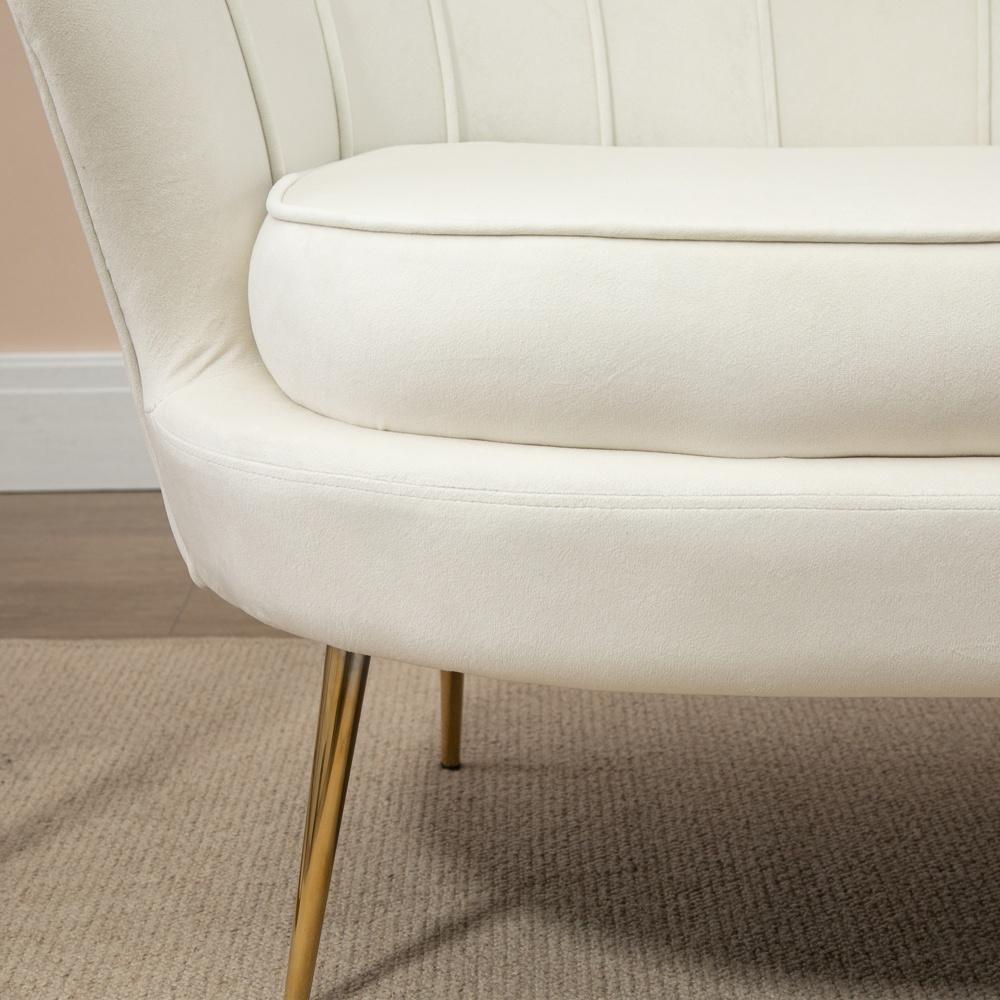 Cream Velvet 2-sits soffa – retrostil, bekväma sittplatser