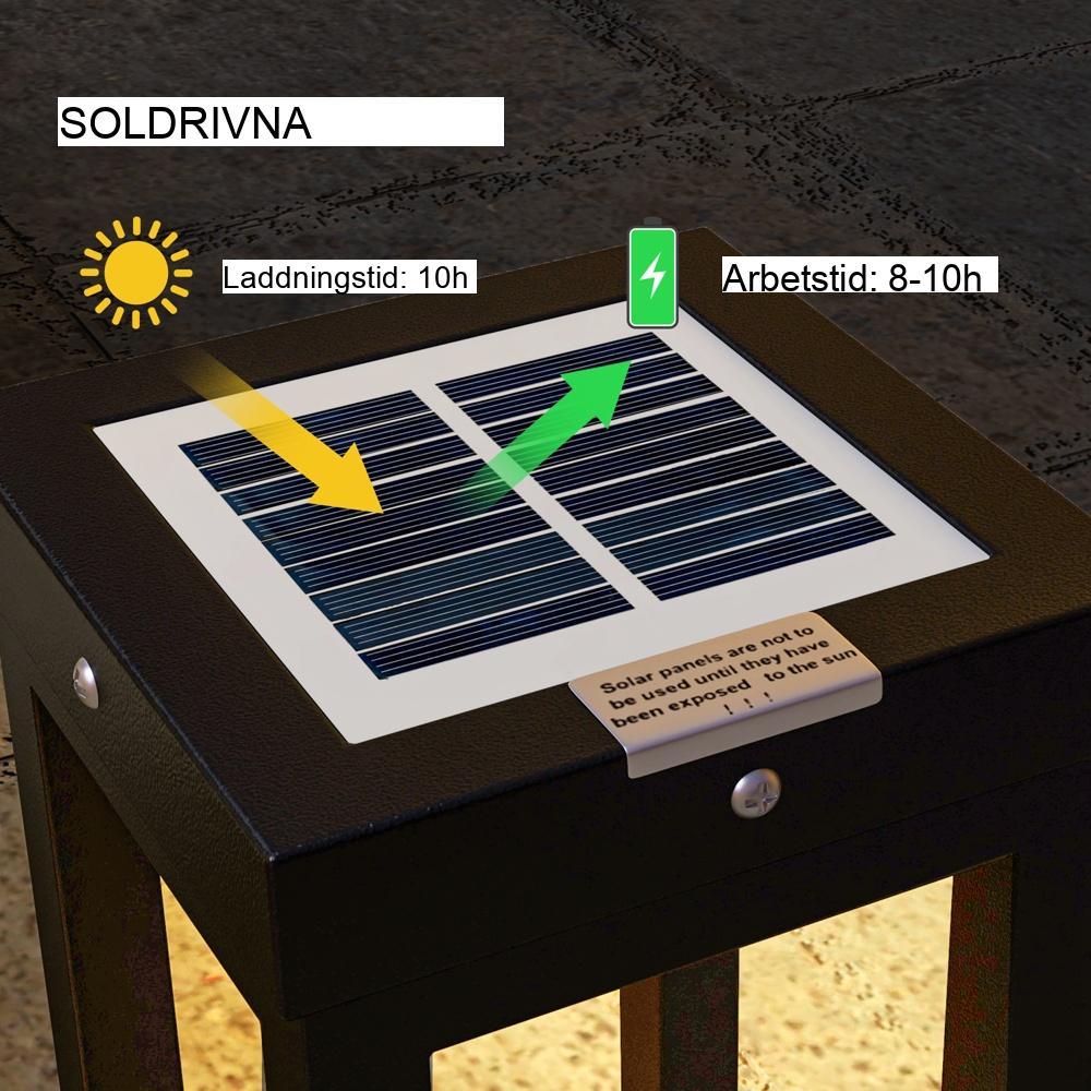 Solar Powered Path Light, LED utomhus trädgårdslampa, vattentät, svart