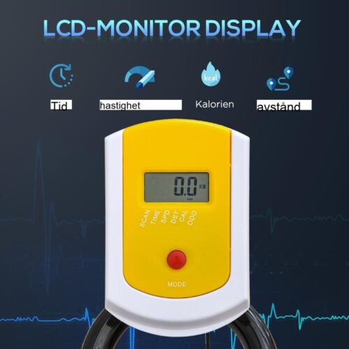 Träningscykel med justerbar höjd med LCD-skärm och remdrift