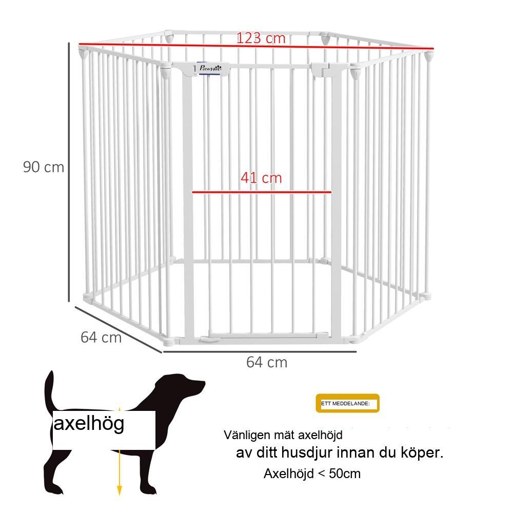 Vikbar 6-panels valp lekhage Barrier – Medium Hund Inhägnad, låshjälp