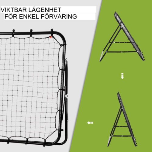 Black Steel Football Rebounder Wall för träning och lek – Justerbar 96x80x96cm